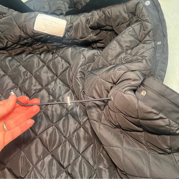 Zara black puffer zip up‎ coat with adjustable waist. - Picture 6 of 6